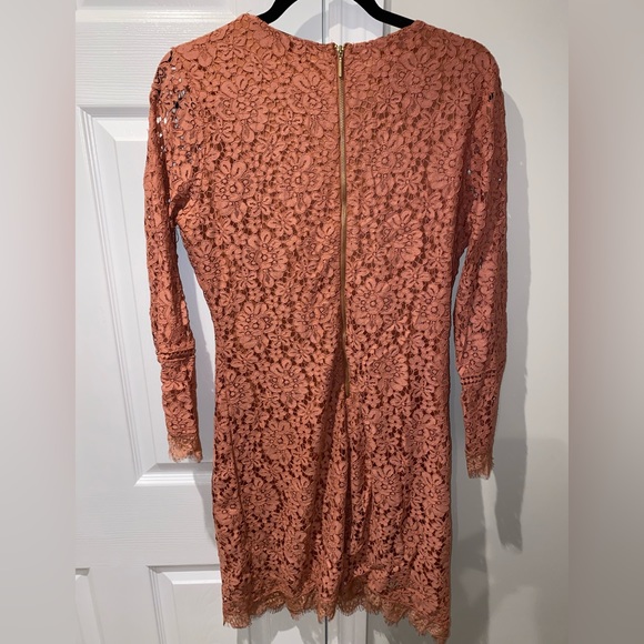 Pink Lace Long Sleeve Dress - Picture 2 of 4